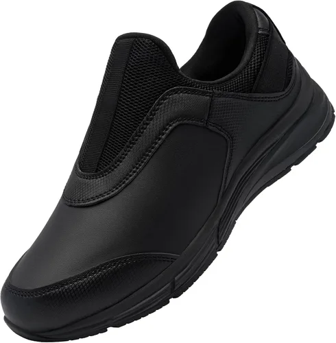 Miniatura 9 de Zapatos de trabajo antideslizantes para hombres resistentes al agua - Zapatos de cocina anchos y cómodos para cocinero, servicio de alimentos, sin
