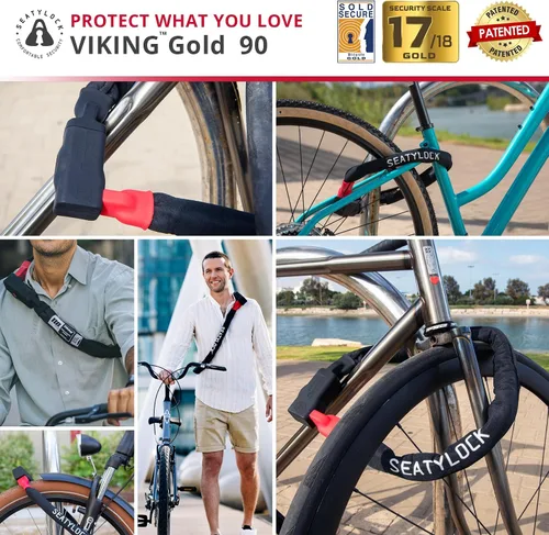 Miniatura 5 de Seatylock Viking - Cerradura de cadena para bicicleta con llave, magnética, patentada, clasificada segura, segura, antirrobo, cerradura inteligente