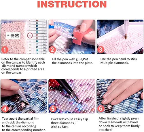 Miniatura 7 de VeGuude Kits de Pintura de Diamantes para Adultos – Paquete de 3 Obras de Arte DIY Kits de Arte de Diamantes 5D Taladro Completo Pinturas de Puntos