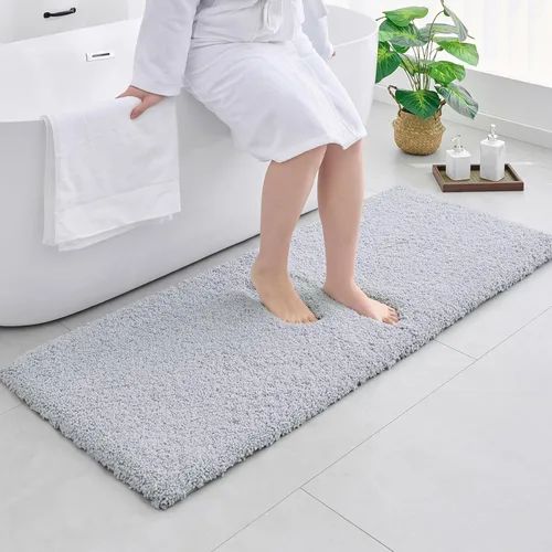 Miniatura 19 de Disolla Alfombras pequeñas para baño 17x24 antideslizante, alfombra de baño blanca esponjosa para el suelo del baño, lavable a máquina, alfombra