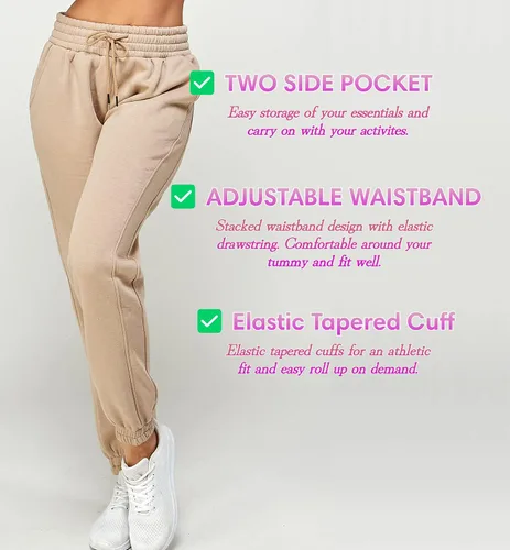 Miniatura 47 de IUUI Pantalones deportivos de cintura alta para mujer, con bolsillos, de algodón, holgados, atléticos