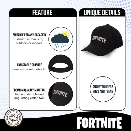 Miniatura 2 de FORTNITE Gorra de béisbol para niños, sombrero de calidad para niños y gorra ajustada, gorra de béisbol de ala plana con diseño elegante