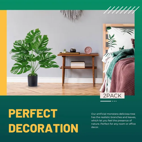 Miniatura 4 de Toopify 28" Paquete de 2 Plantas Artificiales Grandes Palmera Artificial en Maceta para Decoración de Interior y Exterior del Hogar y Oficina