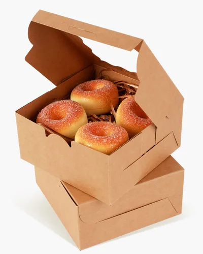 Miniatura 4 de qiqee Cajas de galletas Kraft con ventana, 60 paquetes de 6 x 6 x 3 pulgadas, cajas de papel kraft marrón para galletas, pasteles, cupcakes, tartas