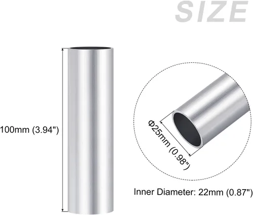 Miniatura 2 de METALLIXITY Tubo de aluminio 6063 (0.984 in de diámetro x 0.866 in de diámetro interior x 3.937 in de largo), 2 piezas, tubo redondo de aluminio