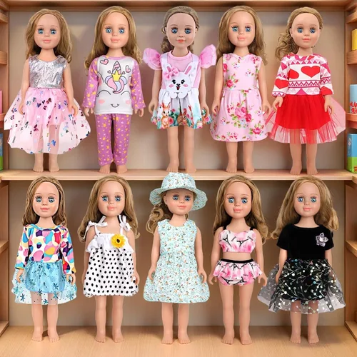 Miniatura 8 de MSYO 10 piezas de ropa de muñeca, ropa de muñeca de 18 pulgadas, ropa de muñeca de bebé, para muñecas de 16 a 18 pulgadas, vestidos florales