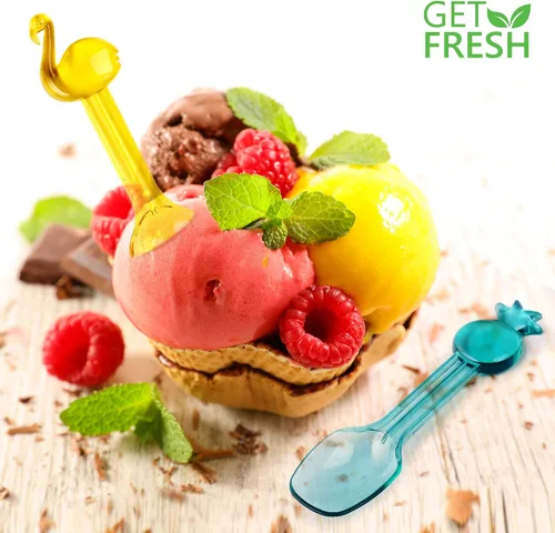 Miniatura 4 de GET FRESH Mini cucharas de helado de plástico – 27 piezas reutilizables coloridas pequeñas cucharas de plástico para niños – Mini cucharas