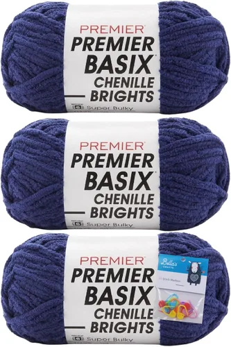 Miniatura 20 de Premier Yarns Basix - Ovillo de felpilla Brights de 5.3 onzas cada madeja, 6 unidades súper voluminosas y gruesas, paquete de 3 unidades con Blush