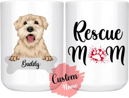 Miniatura 7 de Taza personalizada de Wheaten Terrier con diseño de perro mamá y papá, taza de Wheatie Dog para hombres y mujeres, taza de regalo de dueño de perro
