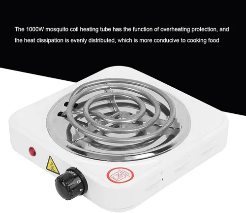 Miniatura 5 de 1000 W de una sola bobina eléctrica portátil con quemadores grandes, quemador eléctrico de una sola quemador de cocina quemador de hierro fundido