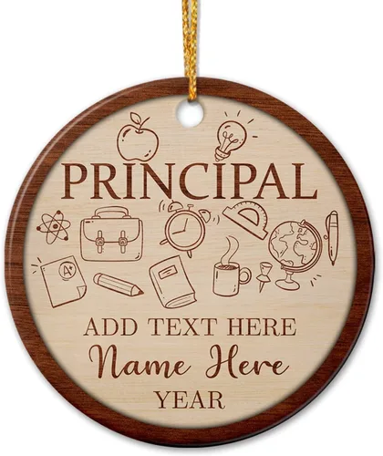 Miniatura 19 de Adorno de cerámica personalizado de asistente principal, adornos de Navidad del mejor asistente del mundo, texto personalizado, año y nombre de Papá