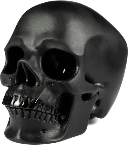 Miniatura 10 de Skullis Cráneo de cristal de obsidiana negra de 5.0 pulgadas, escultura artística de piedras preciosas talladas a mano, estatua de piedra curativa