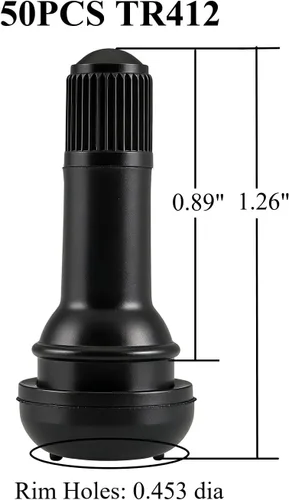 Miniatura 2 de YSIL 50 vástagos de válvula de neumático TR412 sin cámara de goma a presión, tallos de válvula de neumático de repuesto de longitud estándar negro