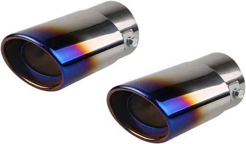 Miniatura 10 de 2 tubos de acero inoxidable para tubo de escape de automóvil, ajuste universal, diámetro de tubo de 1.5 a 2.25 pulgadas (negro, curvado)