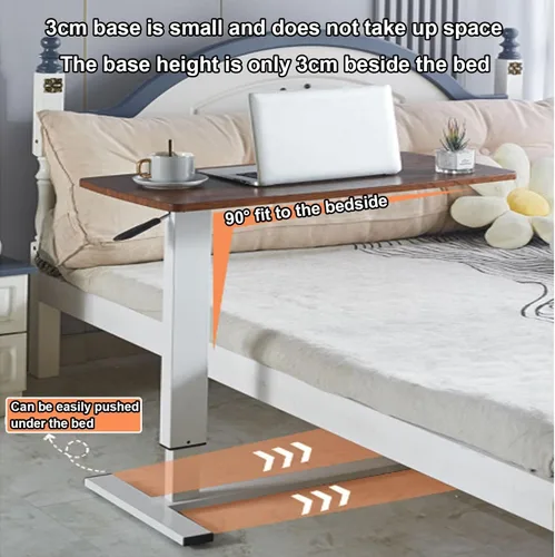 Miniatura 6 de Sude Table - Mesa auxiliar pequeña, mesa auxiliar movible, fácil de montar, resistente a los arañazos, altura ajustable, mesa de noche con ruedas