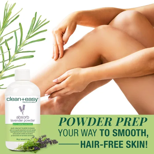 Miniatura 2 de Clean + Easy Absorb Lavender Powder Pre Waxing Treatment Polvo absorbente de humedad para depilación, 3.5 onzas