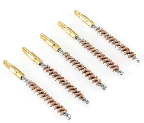 BOOSTEADY Cepillo de limpieza para pistola de bronce con cerdas de fósforo, 5 unidades, para escopeta de pistola con 50 parches cuadrados