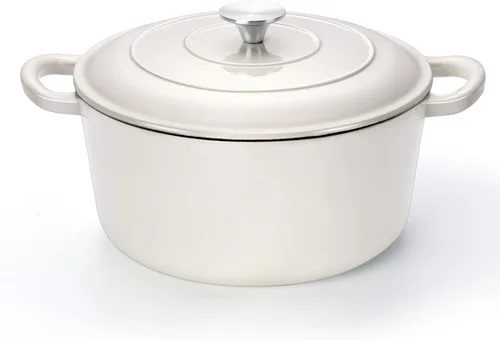 Miniatura 8 de TeamFar 6QT Horno Holandés con Tapa, Olla de Cocina de Hierro Fundido Esmaltada Antiadherente para Guisar, Hornear, Brasear, Apto para Varias Azul
