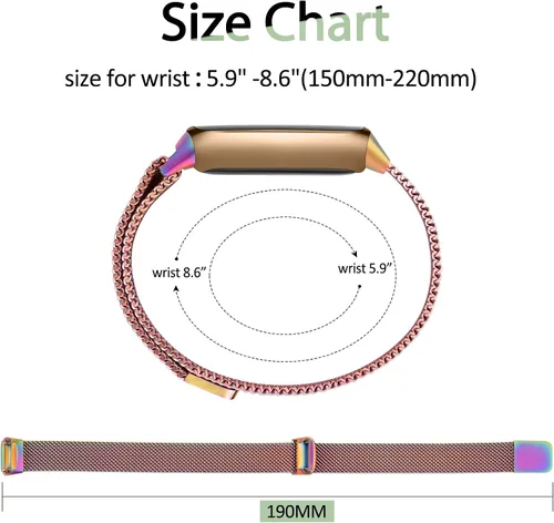 Miniatura 5 de Amzpas Correa de metal compatible con bandas Fitbit Luxe para mujeres y hombres, correa de repuesto de malla de acero inoxidable para Fitbit