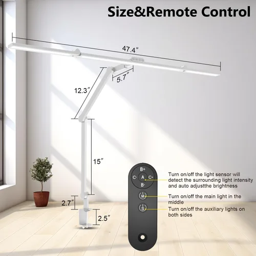 Miniatura 5 de EPABINA Lámpara de Escritorio de Arquitecto Ultra Brillante de 36W con Abrazadera, Luz de Escritorio LED Giratoria Alta Elevada para Oficina