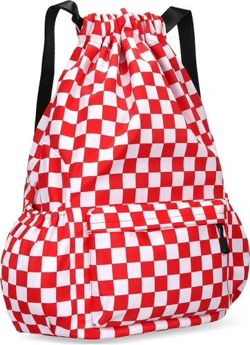 Miniatura 11 de Mochila con cordón para mujer, bolsa de gimnasio con cordón, resistente al agua, pequeña bolsa de cincha