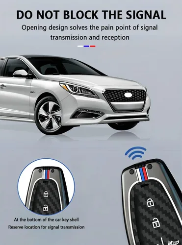 Miniatura 5 de Funda para llavero compatible con Hyundai Sonata Santa Cruz Fe Tucson Palisade 2020-2024 con 5 botones de metal