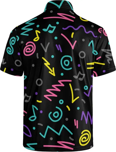 Miniatura 46 de Camisa de golf de los años 80 para hombre, ajuste seco, manga corta, estampada, divertidas, camisas de golf de los años 90 para hombre