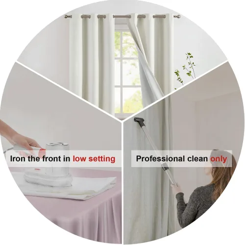 Miniatura 5 de jinchan Cortinas 100% opacas para dormitorio, sala de estar, cortinas opacas de lino de 63 pulgadas de largo, cortinas de oscurecimiento