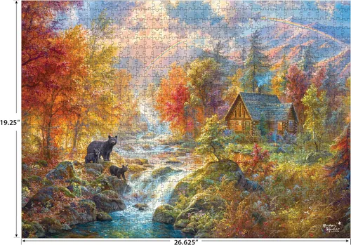 Miniatura 3 de RoseArt - Abraham Hunter - Otoño en Rainbow Falls - Rompecabezas de 1000 piezas para adultos
