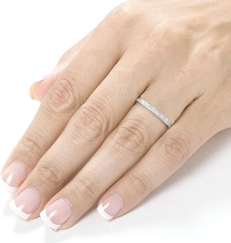 Miniatura 3 de Alianza de boda de diamantes Kobelli de 18 quilates en oro blanco de 14 quilates