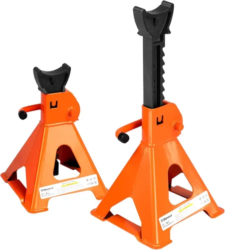 Miniatura 10 de Jack Stands 3 toneladas (6,500 lb) de acero de capacidad, 1 par de soportes de elevación rojos ajustables