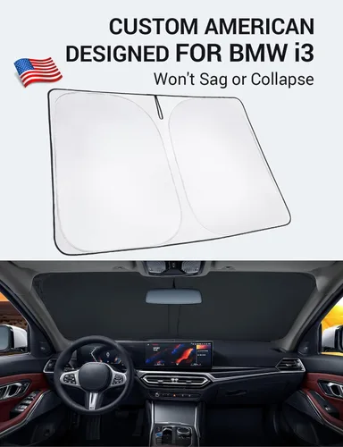 Miniatura 2 de Proadsy - Parasol plegable para parabrisas para BMW i3 2014-2022, protector de visera de sol frontal, bloquea los rayos UV, mantiene el coche más