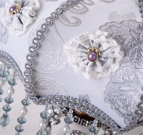Miniatura 4 de Lámpara de mesa clásica Tiffany estilo europeo, lámpara de noche de tela retro hecha a mano, estilo victoriano, estilo victoriano, lámpara de resina