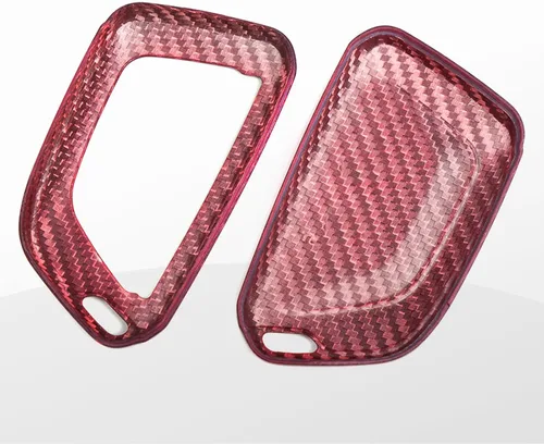Miniatura 6 de G Brand Funda de Fibra de Carbono Genuina para Llavero Chevrolet Corvette C8 2020 2021 2022 (Rojo, Negro) Carcasa de Entrada sin Llave Trim (Rojo)
