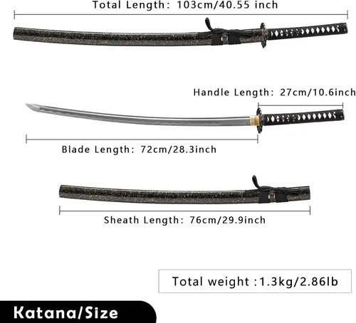 Miniatura 3 de Wuton Espada Katana real afilada 1060 de acero de alto carbono, espada samurái real de espiga completa lista para batalla, espadas samuráis