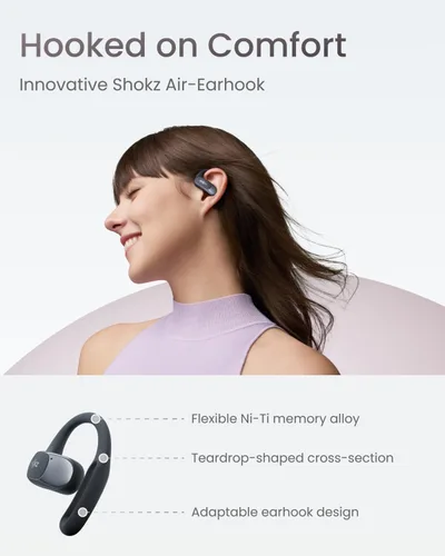 Miniatura 3 de SHOKZ OpenFit Air - Auriculares de oreja abierta, auriculares verdaderamente inalámbricos, resistentes al agua, ganchos seguros para uso diario