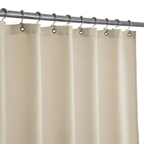 Miniatura 12 de Barossa Design Cortina de ducha blanca con tejido gofre, calidad de lujo, cortinas de ducha de tela para baño, tela con patrón de piqué, repelente