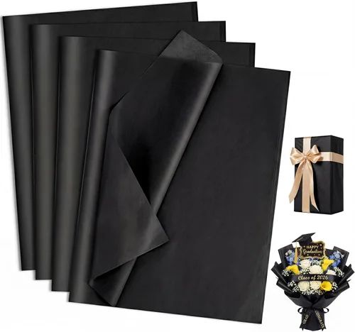 woric 160 hojas de papel de seda negro para bolsas de regalo de 20 x 14 pulgadas, papel de seda de regalo a granel para manualidades, envoltura de