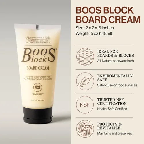 Miniatura 4 de John Boos Juego de cuidado de 2 piezas, Mystery Oil de 16 oz y Board Cream de 5 oz - Fórmula de mantenimiento totalmente natural para bloques