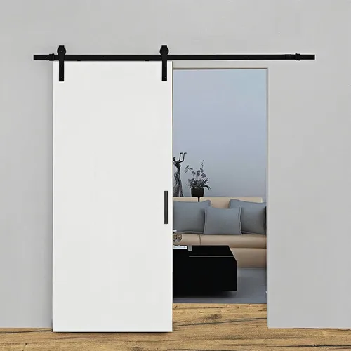 Miniatura 3 de Homode Manija de puerta estilo granero, mango rústico de 12 pulgadas, resistente, tirador de puerta cuadrada negro mate con base larga al ras