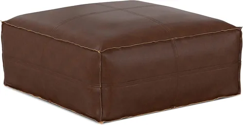 Miniatura 27 de SIMPLIHOME Grady Puf cuadrado – 18 pulgadas de ancho x 14 pulgadas de alto lana y algodón tejido a mano otomano en tono tierra, reposapiés Tono
