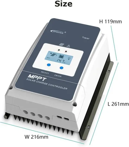 Miniatura 3 de EPEVER Controlador de carga solar MPPT 50A 12/24/36/48VDC Identificación automática del voltaje del sistema con medidor remoto MT52 y sensor