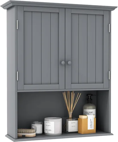 Miniatura 4 de Gabinetes de medicina de montaje en pared de 28 pulgadas de alto x 23.5 pulgadas de ancho con estante ajustable y 2 puertas para baño y sala de estar