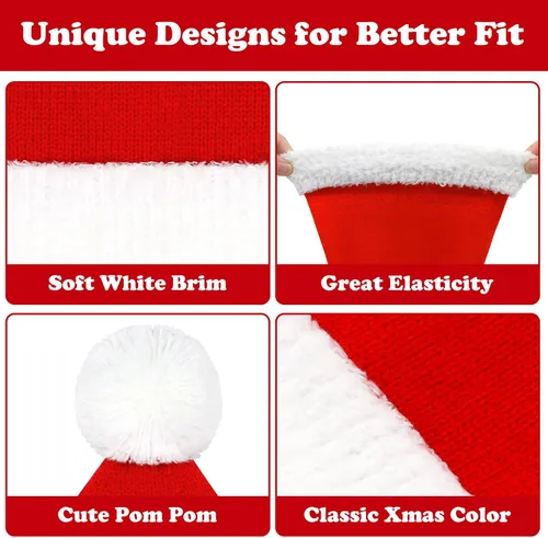 Miniatura 6 de Sombrero de Papá Noel de punto para niños pequeños, gorro de Navidad para recién nacido, disfraz de Papá Noel para bebé