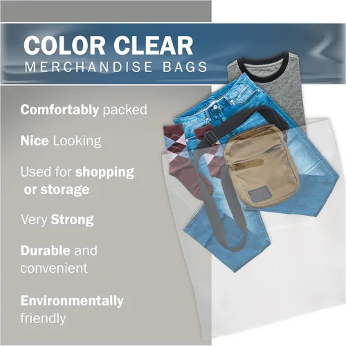 Miniatura 4 de Paquete de 50 bolsas de mercancía transparentes brillantes extra grandes de 26 x 26 pulgadas x 3 mil de grosor, asas troqueladas, ideales