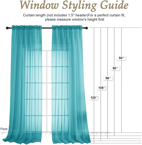 Miniatura 75 de OVZME Cortinas traslúcidas, ligeras, suaves, para estudio, sala de estar y dormitorio, juego de 2 paneles, 42 pulgadas de ancho x 84 pulgadas