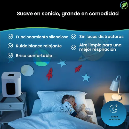 Miniatura 3 de Purificador de aire Air Oasis iAdaptAir 2.0 con filtro HEPA H13 reduce el 99% de virus, moho, polvo, humo, polen y olores, el más silencioso
