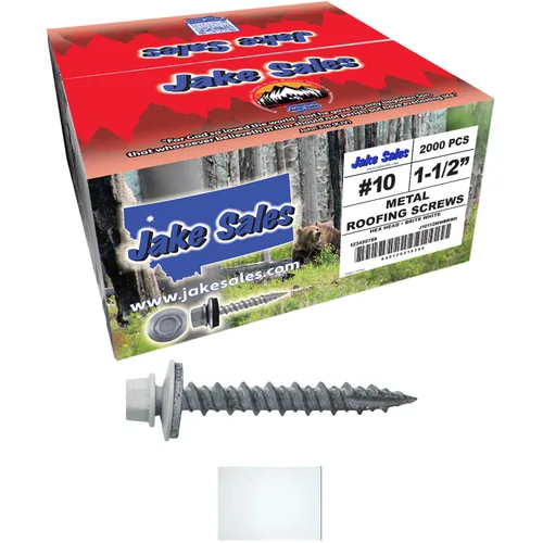 Miniatura 53 de 10 tornillos para techos de metal gris ABC de 1-1/2 pulgadas, cabezal de arandela hexagonal, arranque automático/roscado, arandela EPDM. 1 bolsa
