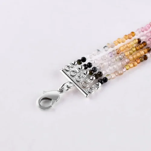 Miniatura 14 de Pulsera de piedras preciosas naturales, cuentas microfacetadas de 5 hebras, piedra energética, cristales curativos, chapado en plata, ajustable