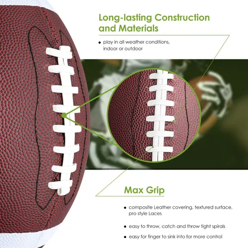 Miniatura 4 de jiaonun Youth Size 6/Official Size 9 Footballs Bulk, Inflatable with Pump for Youth, Junior, Adult, College, High School, Regulation Size Football
